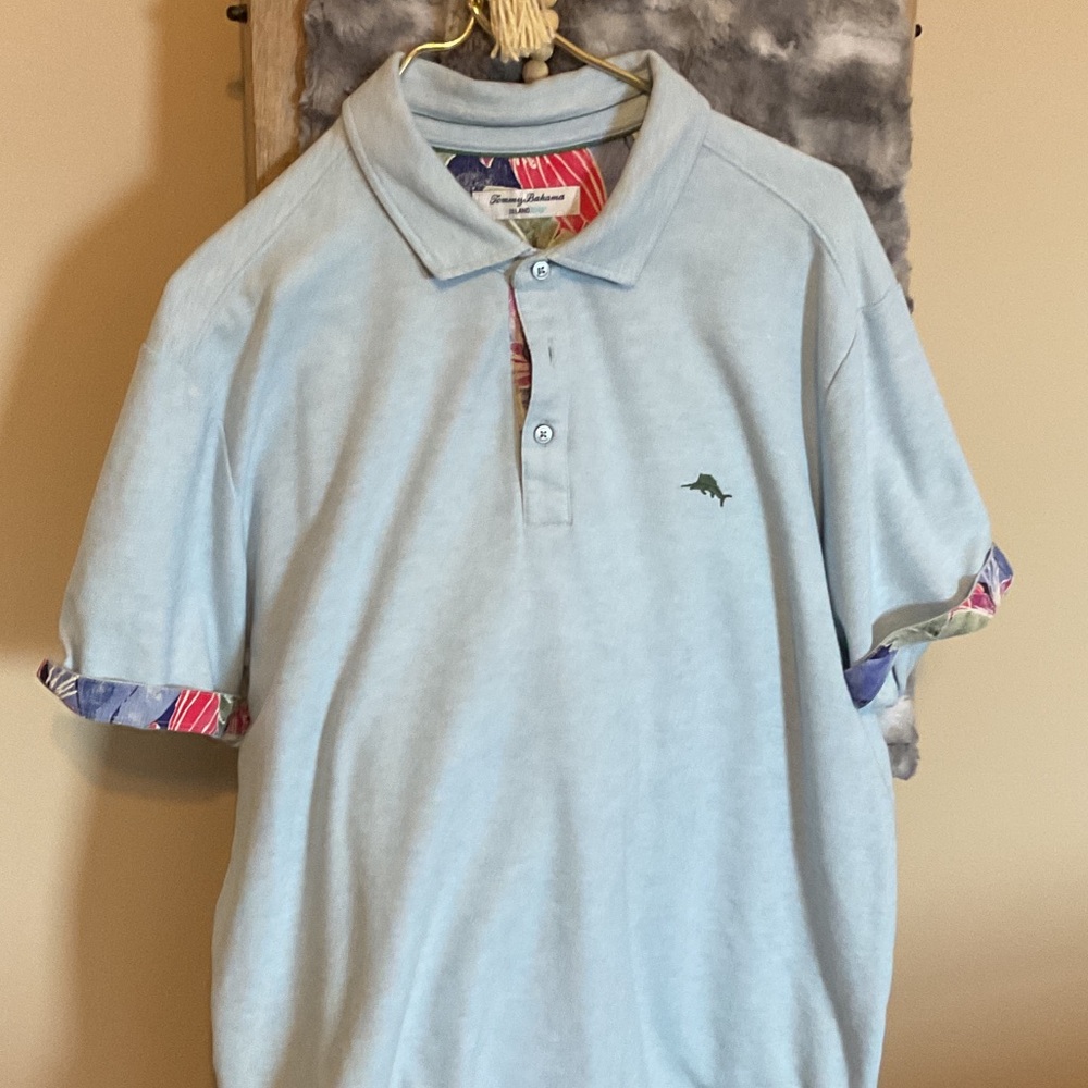 Tommy Bahama Island Zone Sky Blue Polo Shirt XL